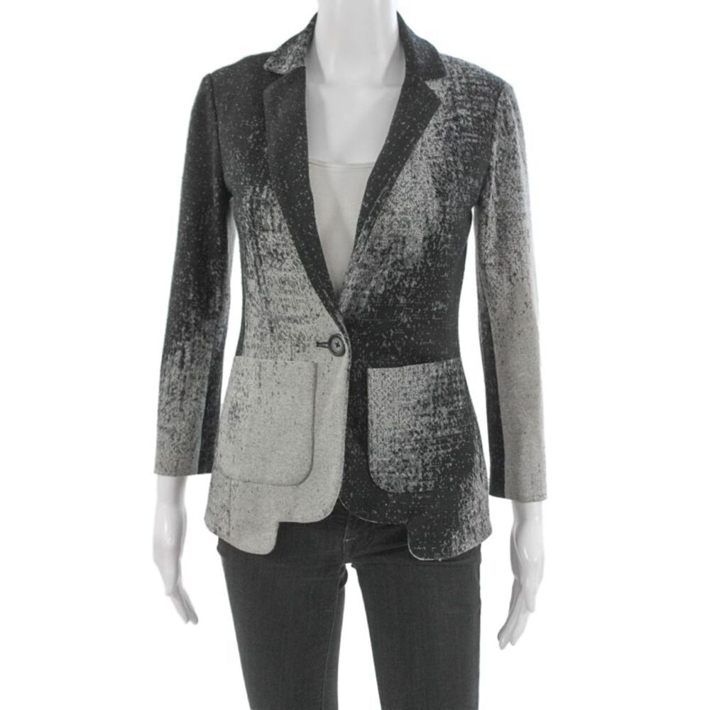 Yoana Baraschi Women Black Basic Jacket Long Sleeve Geometric Button Size 0